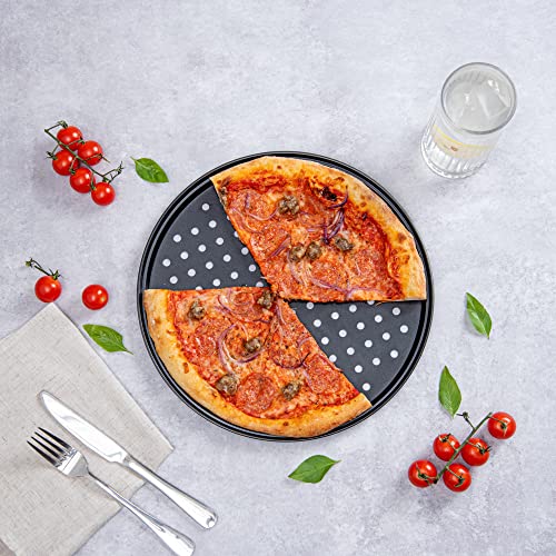 Restaurantware Met Lux 13 Inch Pizza Pan With Holes 1 Heavy-Duty Pizza Pan With Holes - Perforated Non-Stick Carbon Steel Pizza Crust Pan Keeps Pizza Fresh For Any Food Service Establishments - size: 13" (Pack of 2)