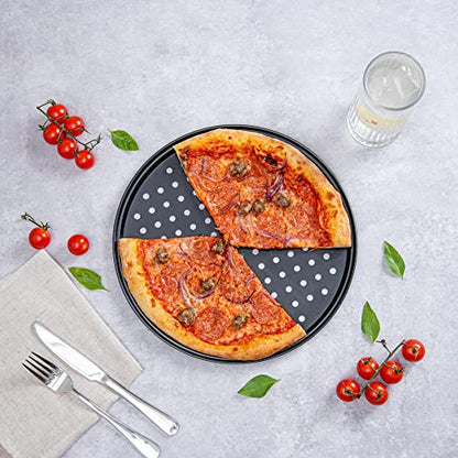 Restaurantware Met Lux 13 Inch Pizza Pan With Holes 1 Heavy-Duty Pizza Pan With Holes - Perforated Non-Stick Carbon Steel Pizza Crust Pan Keeps Pizza Fresh For Any Food Service Establishments - size: 13" (Pack of 2)