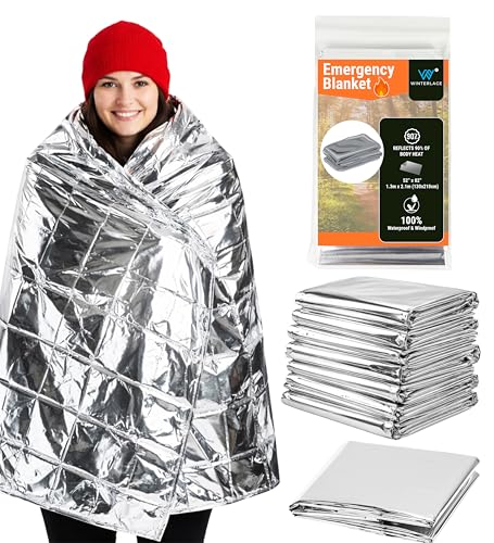 Winterlace Emergency Blankets 25-Pack (52” x 82”) Thermal Mylar Survival Rescue Camping Heat Reflective (25 Pack)