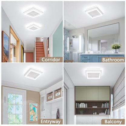 CANEOE 32W Square Hallway Light, Modern Flush Mount Led Ceiling Light,White Acrylic Close to Ceiling Lights for Bedroom Dining Room Kitchen Balcony Bathroom Aisle Ceiling Lamp (Cool White,6000K) - color: White, size: 1 Pack
