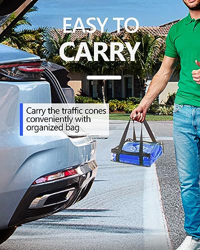 BATTIFE 2 Pack 18 Inch Collapsible Traffic Cones, Blue Safety Cones - color: Blue, size: 18inch