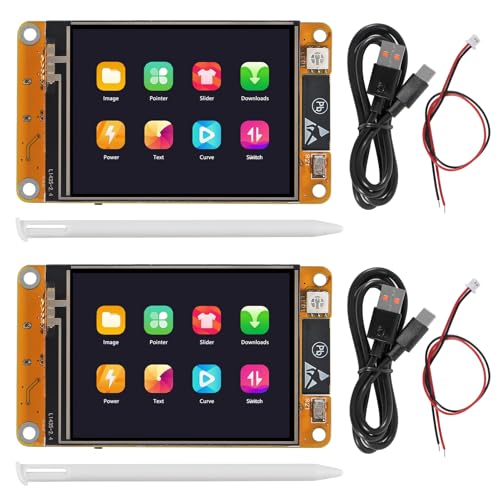 DORHEA 2Pcs ESP32 Touchscreen 2.4 Inch LCD TFT Module with Touch Screen Display Module ESP-32 2.4" 240x320 Smart Display OLED Screen for Arduino LVGL WiFi Bluetooth Dual Core Development Board