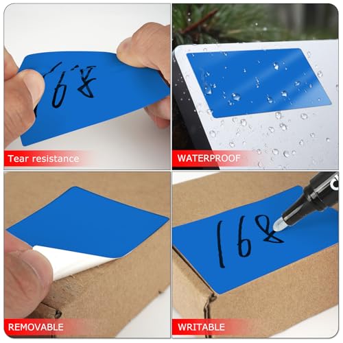 Blue Rectangle Labels 3" x 2" Color Coding Stickers Roll 500 Pcs - color: Blue