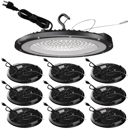 UFO High Bay LED Shop Lights 200W 10 Pack 5000K with 5ft Plug