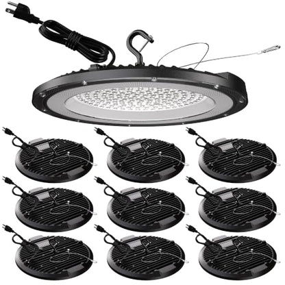 UFO High Bay LED Shop Lights 200W 10 Pack 5000K with 5ft Plug