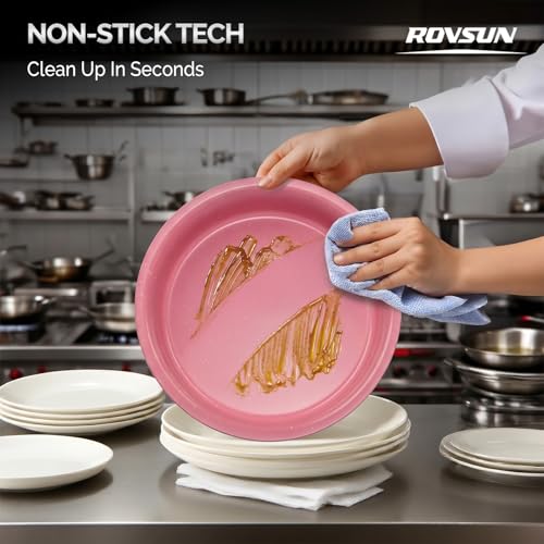 ROVSUN 6QT Chafing Dishes for Buffet 4 Pack, [Game Changer Maifanite-Coated] Chafing Dish Buffet Set, [Unique Pink & Gold Color] Chafers and Buffet Warmers Sets with Lid Holder for Party Wedding - color: Pink-gold