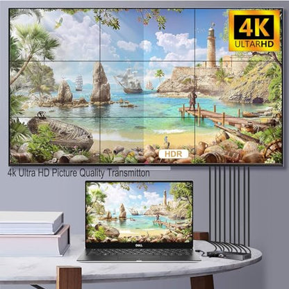 Video Wall Controller 3x3 HDMI Video Image Processor, Support 3840x2160/30HZ HDMI Input & DVI Input, 9-Screen Splicing TV Wall Controller, Support 180 Degree Rotation 3x3 3x2 2x2 3x1 1x4 2x3 4x2 2x4