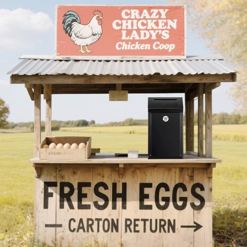 Cash Money Box with Slot – 10.2In Metal Donation Box with Lock for Cash Deposit,Wall Mounted Money Drop with Lock and Slot for Home/Farm/Office/Outdoors (Black-Without Words) - color: Black-Without Words