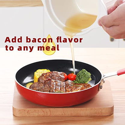 ONTUBE Ceramic Bacon Grease Container Keeper with Strainer 17oz, White - color: White