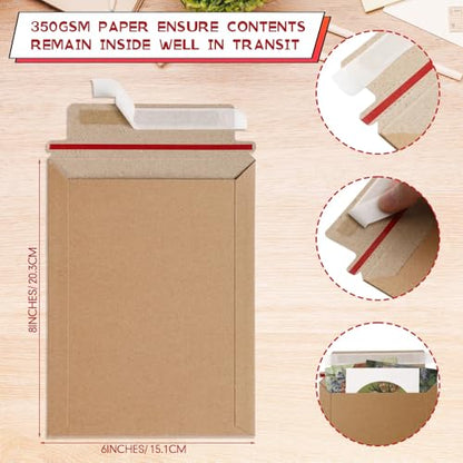 Fainne 400 Pieces 6x8 Rigid Photo Mailers, Cardboard Keep Flat