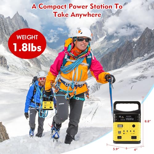 Portable Solar Generator with Panel,10000mAh Power Station for Camping - color: Yellow