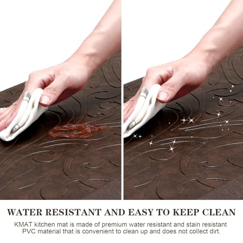 KMAT 2PCS Kitchen Mat Cushioned Anti-Fatigue Comfort Standing Mat Rug - color: Brown, size: 1'5" x 2'4"+1'5" x 2'4" (Rectangular)