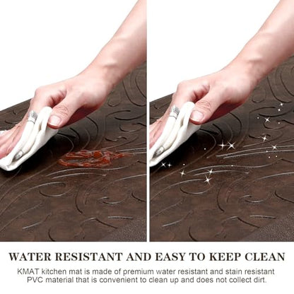 KMAT 2PCS Kitchen Mat Cushioned Anti-Fatigue Comfort Standing Mat Rug - color: Brown, size: 1'5" x 2'4"+1'5" x 2'4" (Rectangular)