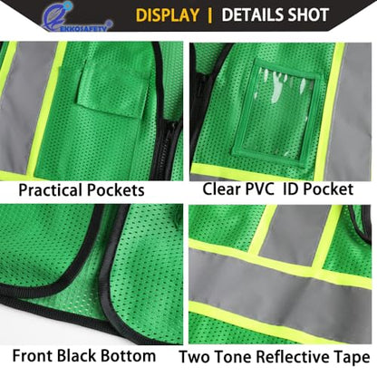Hi Vis Reflective Safety Vest for Men Women,EK175,Green,M - color: Green, size: Medium