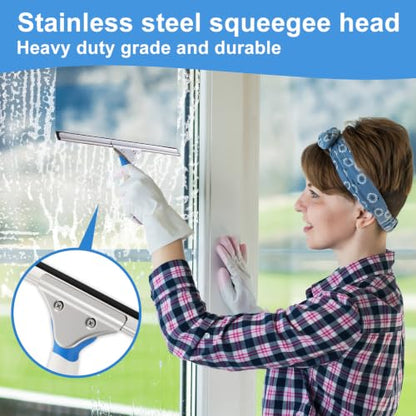 Mitclear Window Cleaning Kit 14IN Squeegee & Scrubber for Shower Glass Car - size: 14 IN