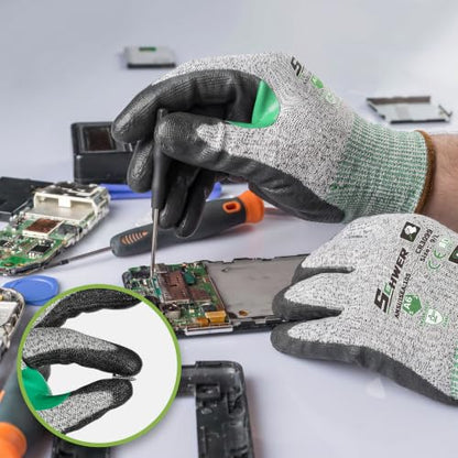 Schwer 12 Pairs A6 Cut Resistant Gloves with Reinforced Thumb, CR3099, XL - color: Grey, size: X-Large