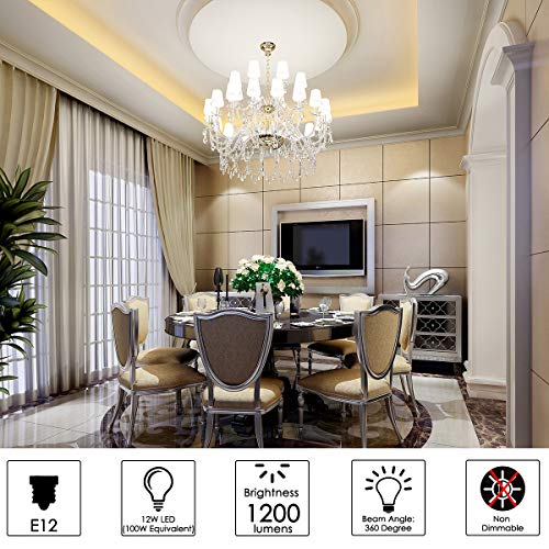 E12 LED Bulbs 12W Candelabra led Light Bulb,100 Watt Equivalent 1200lm Warm White 3000K E12 Base LED Chandelier Light Bulbs Non-Dimmable LED Corn Bulbs, Pack of 6 - color: E12-12w-3000k-6pcs