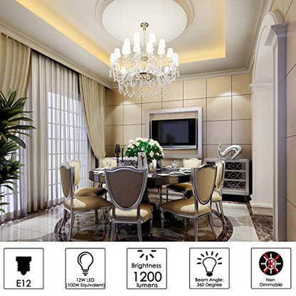 E12 LED Corn Light Bulbs, 12W Equivalent 100W, 1200 Lumen 6000K Cool Daylight White, Non-Dimmable Candelabra Base Chandelier Lights, Pack of 3 - color: E12-12w-6000k-3pcs