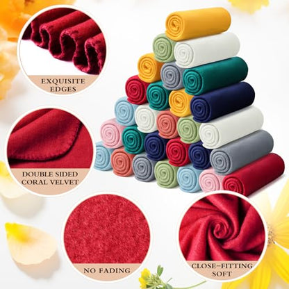 Kinlop 60 Packs Throw Blanket Bulk 60 x 50 Inch Fleece Throw Soft Blankets Warm Cozy Lightweight Plush Blanket for Bed Couch Sofa Pet Office Wedding Gifts Travel Camping (Classic Color) - color: Classic Color
