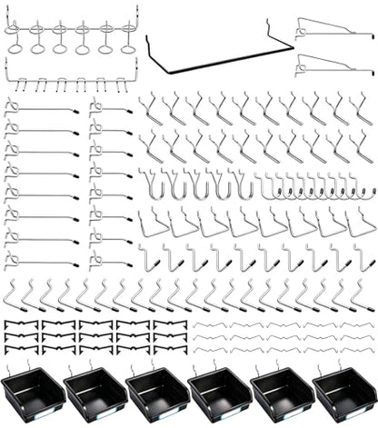 FRIMOONY Pegboard Hooks, with Bins, Peg Locks, for Organizing Various Tools, 188 PCS, 80 of Which are Locks - style: 188PCS