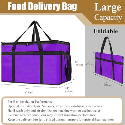 PEASUG Insulated Food Delivery Bag, XXXL Catering Bag for Keep Food Warming - color: Purple, size: XXX-Large