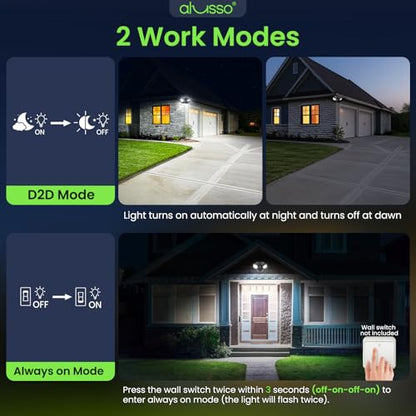 ALUSSO Dusk to Dawn Outdoor Lighting 30W 3500LM 3CCT 3000K/4000K/6500K 120V - color: Black Dusk to Dawn 30W