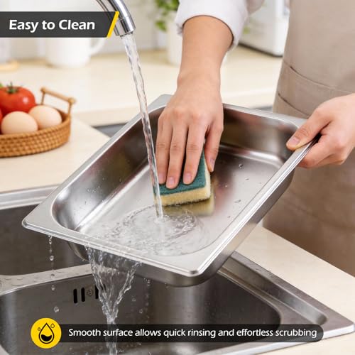 Dyna-Living Hotel Pans 1/2 Half Size Pans 4 Pack Steam Table Pans - color: Without Lids, size: 2.5 Inch Deep