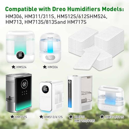 60-Pack Humidifier Aroma Pad Compatible with Dreo HM306, HM311/311S, HM512S/612S, HM524, HM713, HM713S/813S and HM717S Humidifiers, Non-Woven Fabric, Diffuse Fragrances