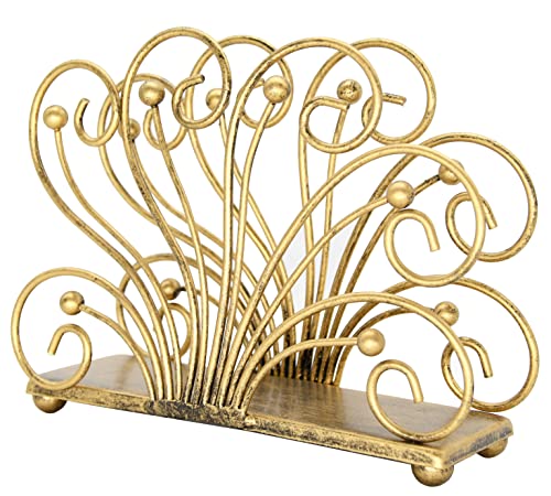 OwlGift Modern Flaunting Peacock Tail Napkin Holder, Antique Design Metal Napkin Holder Upright Decorative Napkins Holder for Home Kitchen Table, Bronze - color: Peacock Bronze