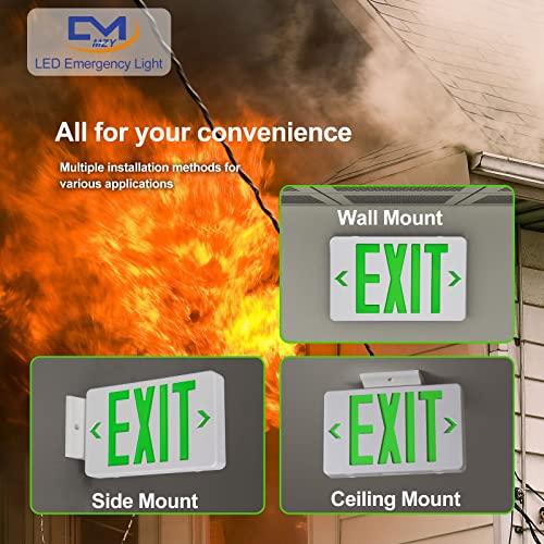 6 Pack LED Emergency Exit Sign, Universal Mount OSHA Compliant - color: Green, size: 6 Pack