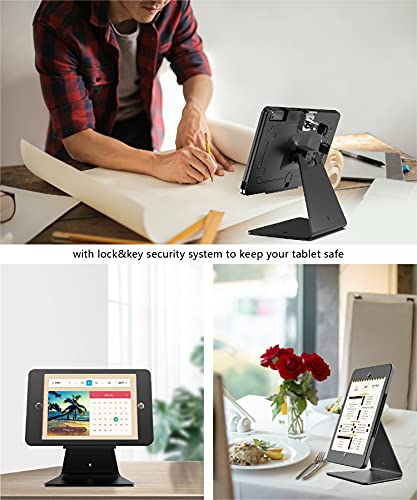 Desktop Anti-Theft Security Kiosk Stand Holder Enclosure for iPad 10.2-Inch (9th Gen.2021,8th Gen.2020,7th Gen.2019),with Lock and Key,Flip &360°Rotating Horizontal or Vertical Design(Black) - color: Black
