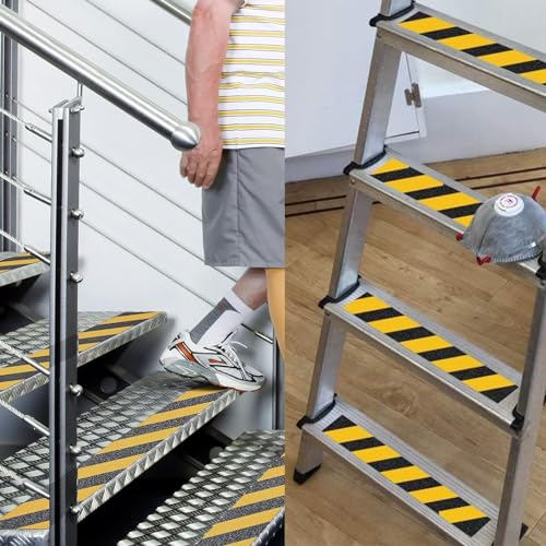 HAOT 2 Inch X 32.8ft Non Slip Safety Grip Tape for Stairs Steps Black/Yellow Non Skid Tread High Traction Friction/Strong Grip Abrasive Adhesive Hazard Caution Tape - color: Yellow/Black, size: 2" Width x 396" Long