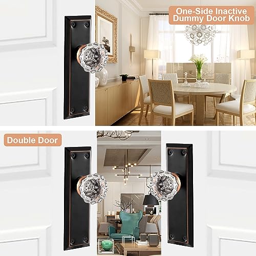 Vintage Glass Dummy Door Knobs Interior Single Sided, Oil Rubbed Bronze - color: Oil Rubbed Bronze, size: Single Dummy