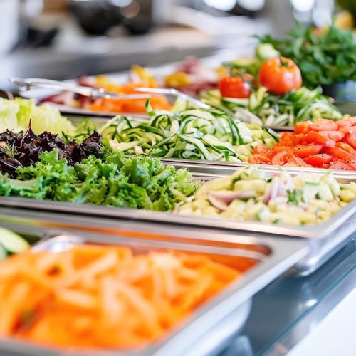 VEVOR 6 Pack Stainless Steel Hotel Pans,2.5-Inch Deep 0.8mm Thick Commercial Food Pans, Anti-Jam Catering Food Storage Metal Pan for Steam Tables, Food Warmer,20.8 x 13 x 2.5inch - size: 1/1 Size, style: 2.5 inch Deep 6 Pack