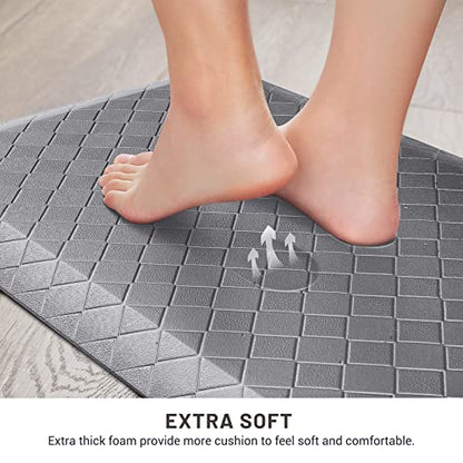 HappyTrends Kitchen Floor Mat - 4/5 Inch Thick Anti-Fatigue Kitchen Rug - color: Grey, size: 60"L x 17.3"W x 0.8"Th