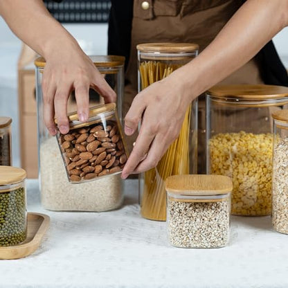 D2scrma 19oz/0.6Qt/550ml Square Glass Storage Containers with Lids 6-Pack - size: 19oz*6
