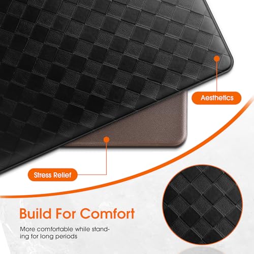 TranquilRelax Kitchen Mats, Cushioned Mats with Extra-Long Runner, Black - color: Black, size: 2-Piece | 30"+71" | Standard