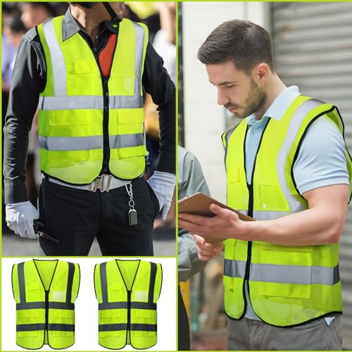 JaGely 50 Pack Reflective Safety Vests with Pockets