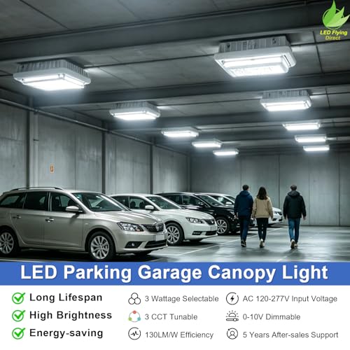 55W LED Parking Garage Canopy Light, 30W/40W/55W Selectable, 3CCT Dimmable - size: 4-Pack
