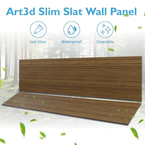 Art3d Fine Bar Design Slim Slat Wall Panel, 104 x 12 Inch, 4-Pack, Rosewood - color: Fine Bar Rosewood