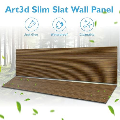 Art3d Fine Bar Design Slim Slat Wall Panel, 104 x 12 Inch, 4-Pack, Rosewood - color: Fine Bar Rosewood