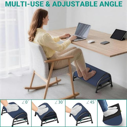 YEASHEIN Adjustable Foot Rest for Under Desk at Work, Ergonomic Foot Stools - color: Blue