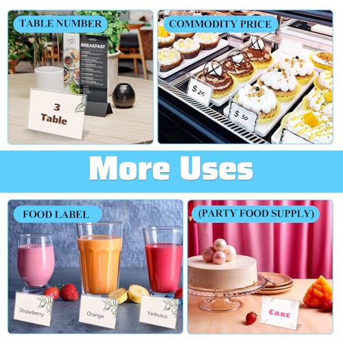 48 Pcs Small Acrylic Sign Holder 3.5"x2.4", Mini Acrylic Food Sign Labels for Party Buffet, Retail Price Display Holder, Clear Plastic Table Counter Top Stand for Place Cards, Name Card, Wedding Signs