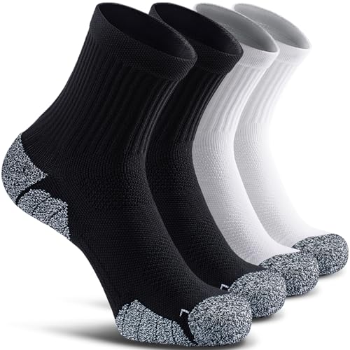 CWVLC Cushioned Compression Sport Quarter Socks for Men Women Youth - color: 4-pairs (Black2,white2), size: X-Large