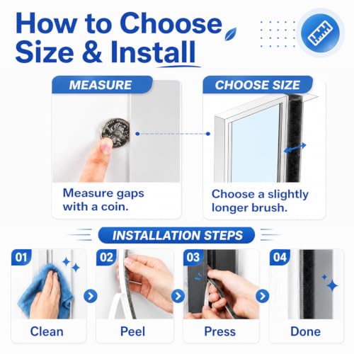 ZOMPAGO Brush Weather Stripping Door Window Seal, 0.9 in x0.4 x 32.8 FT - size: 1 Roll, 0.9 in x 0.4 in x 32.8 FT, Grey