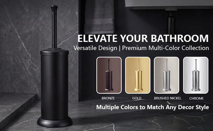Stainless Steel Toilet Bowl Brush and Holder Set for Bathroom Long Handle - color: Black