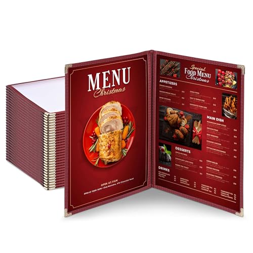 WeChef 30 Pack Restaurant Menu Covers 8.5" x 11" Double Fold 2 Pages 4 - size: 8.5" x 11" - Book - 4 Views