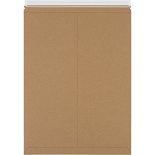 BOX USA Rigid Mailers 18" x 24" (50-Pack) - Kraft Mailer Envelopes for Oversized Posters, Artwork, Presentation Prints - Stay Flat