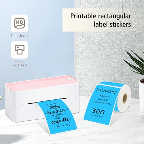 3x5 Inch Thermal Labels,Rectangle Sticker,300PCS Water & Oil Proof Shipping Labels with Strong Adhesive,Compatible with Zebra & Rollo,for Moving Boxes,Small Business & Inventory,Sky Blue - color: Sky Blue