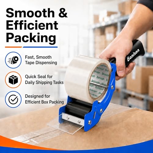 Professional 3 Inch Tape Gun Dispenser, 2-Pack Heavy-Duty Packing Tape Dispenser for Shipping Boxes, Quick Reload, Works with Standard & Thick Tape, Ergonomic Handle for Warehouse, Moving & Office - size: 3 inch -2 Pack